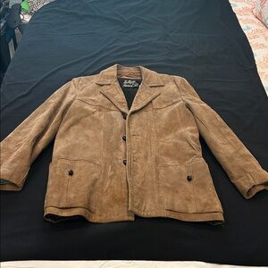 Men's Tan Suede Bomber Jacket